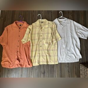 Tommy Bahama Orange, Yellow & White pineapple Silk Short-Sleeve Camp Shirt Set